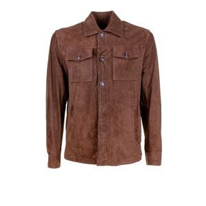 BARBA NAPOLI Suede Button-Up Jacket Men BROWN Outerwear
